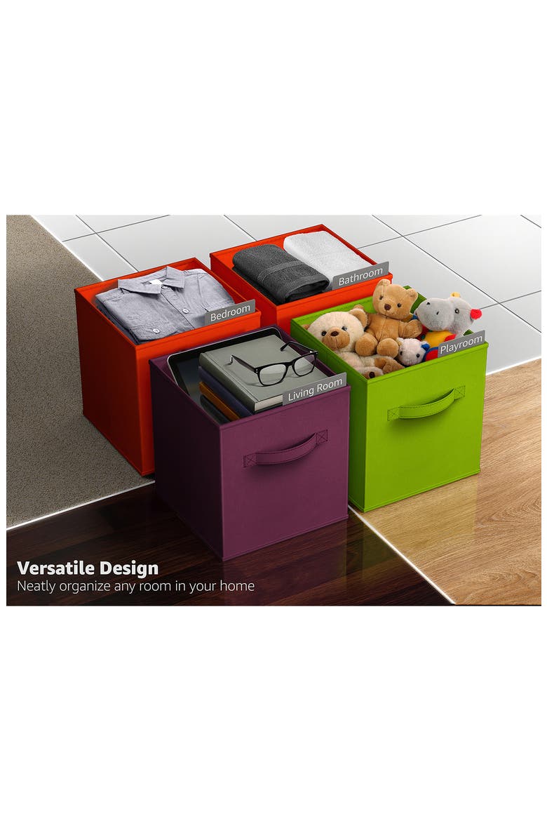6-Pack Collapsible Storage Cube, Alternate, color, ORANGE/ GREEN/ PURPLE