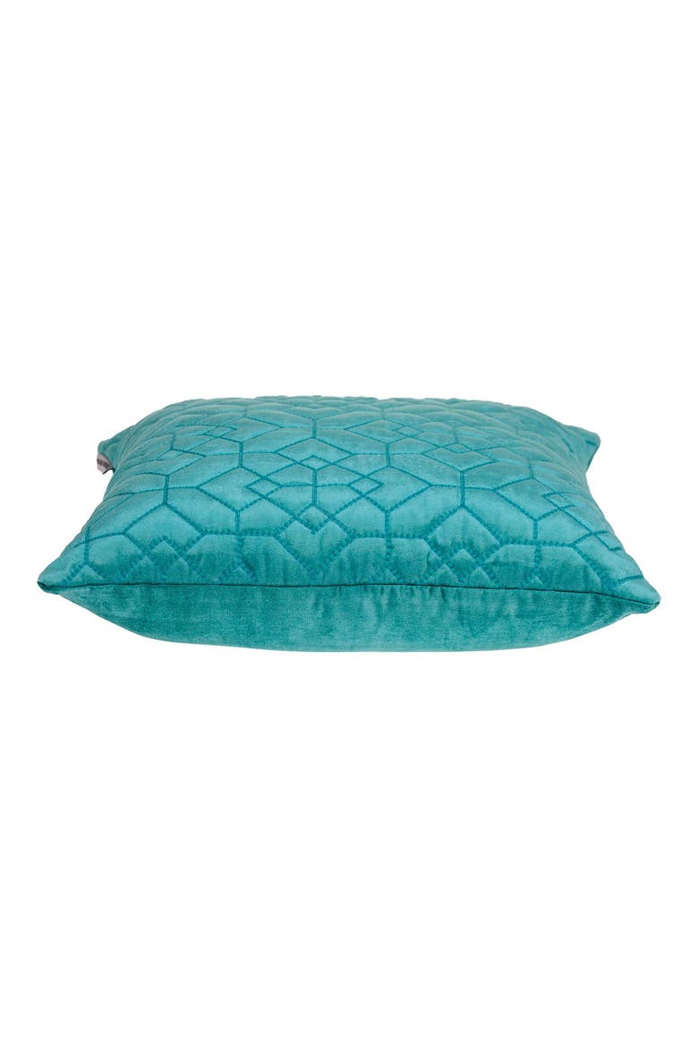 Quilted Velvet Throw Pillow, Alternate, color, AQUA