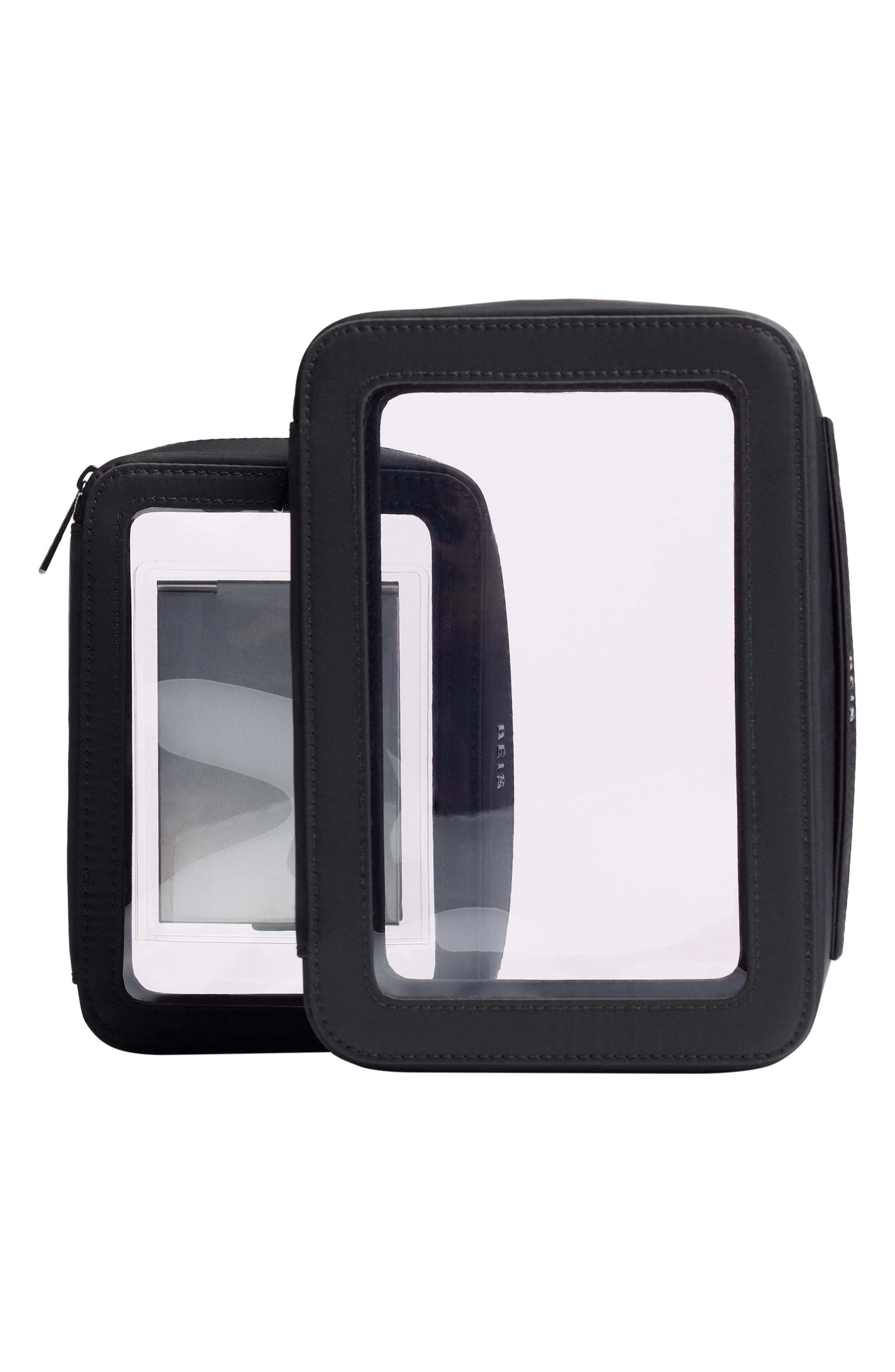 Béis The In-Flight Set of 2 Cosmetics Bags, Alternate, color, Black