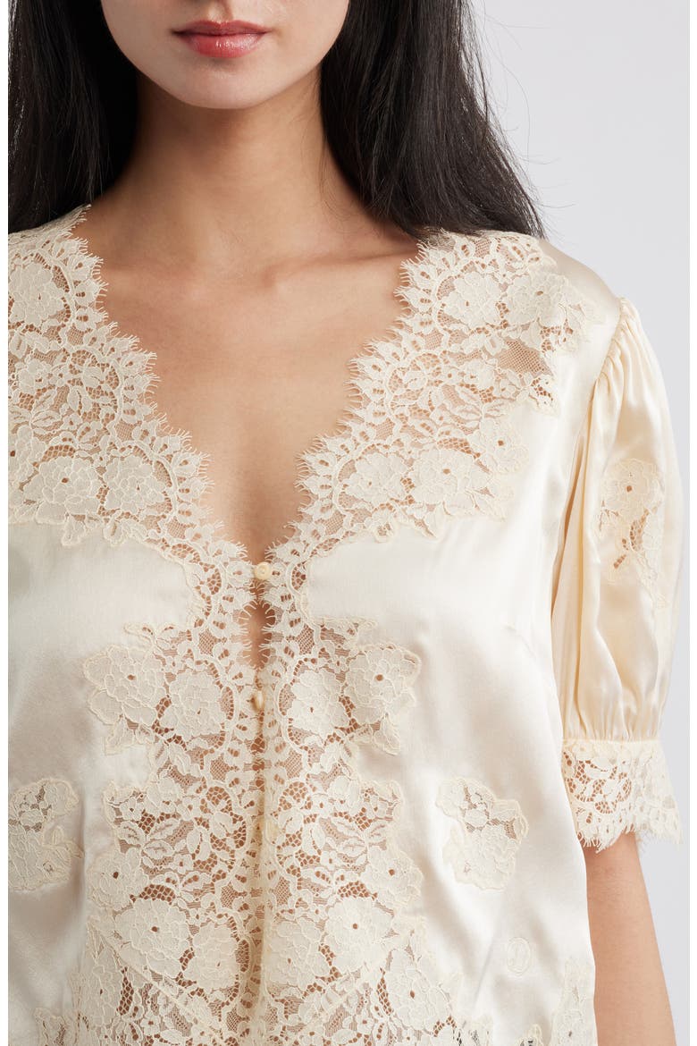 Idella Lace Silk Top, Alternate, color, CANDLELIGHT