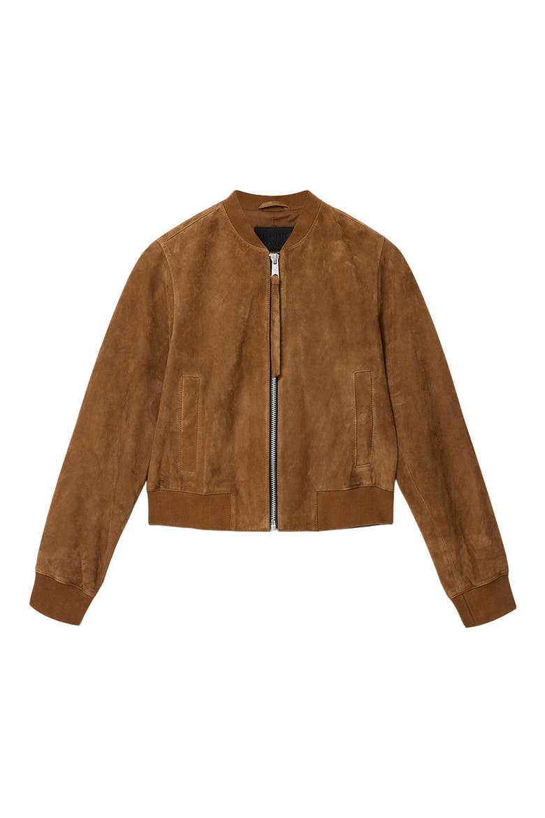 Orten Suede Bomber Jacket, Alternate, color, SUGAR BROWN