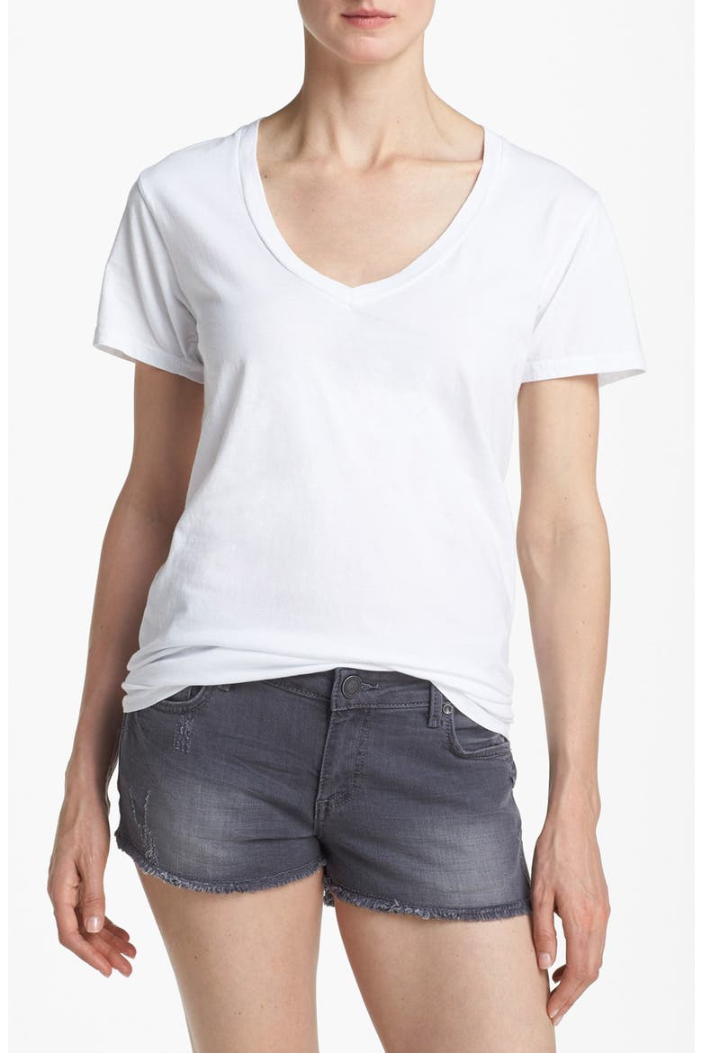 Deep V-Neck Tee, Main, color, WHITE