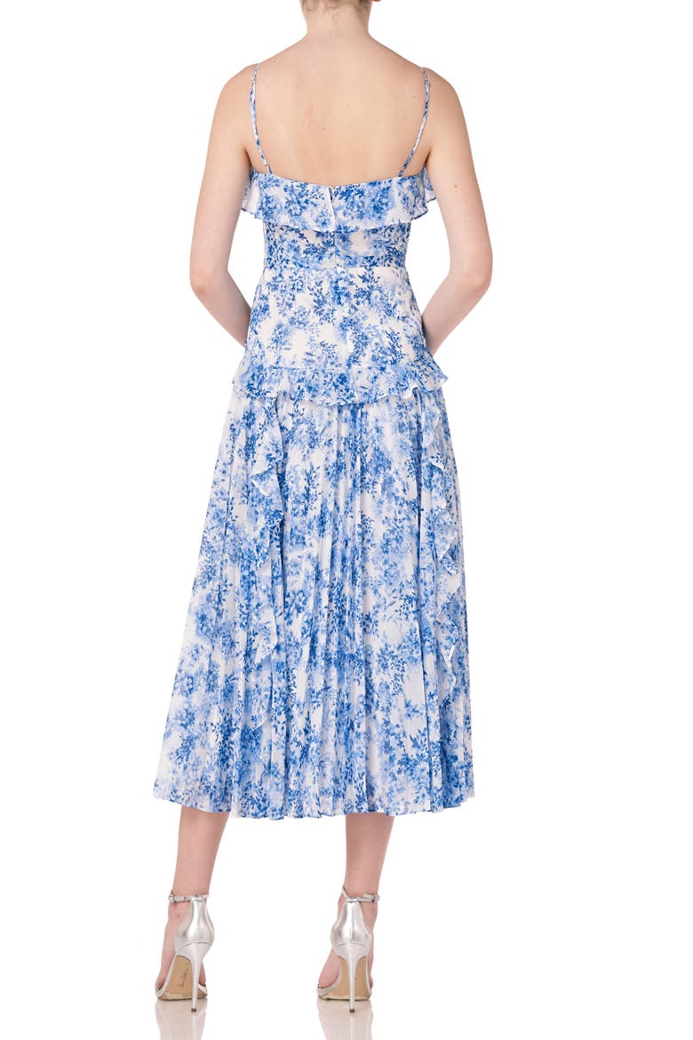 Sleeveless Printed Midi Dress, Alternate, color, BLUE/ WHITE COMBO