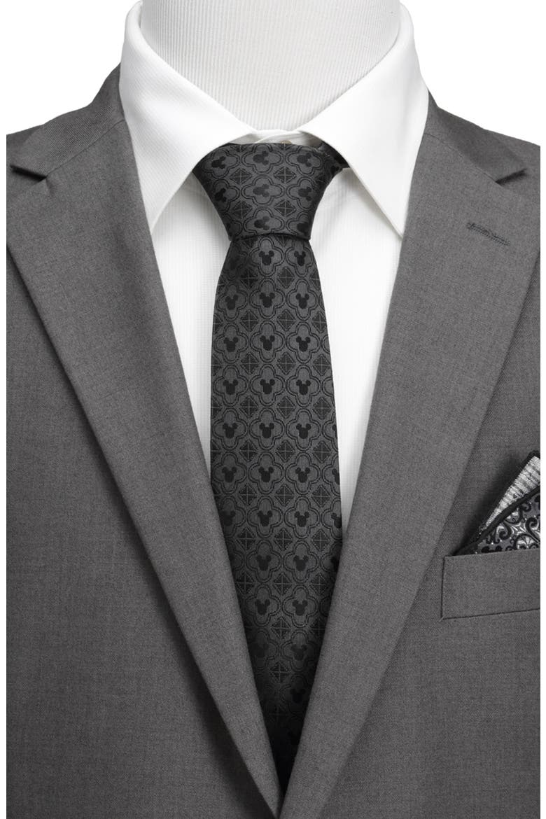 Mickey Mouse Geometric Silk Tie, Alternate, color, BLACK