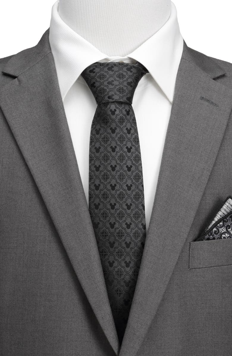 Cufflinks, Inc. Mickey Mouse Geometric Silk Tie, Alternate, color, Black