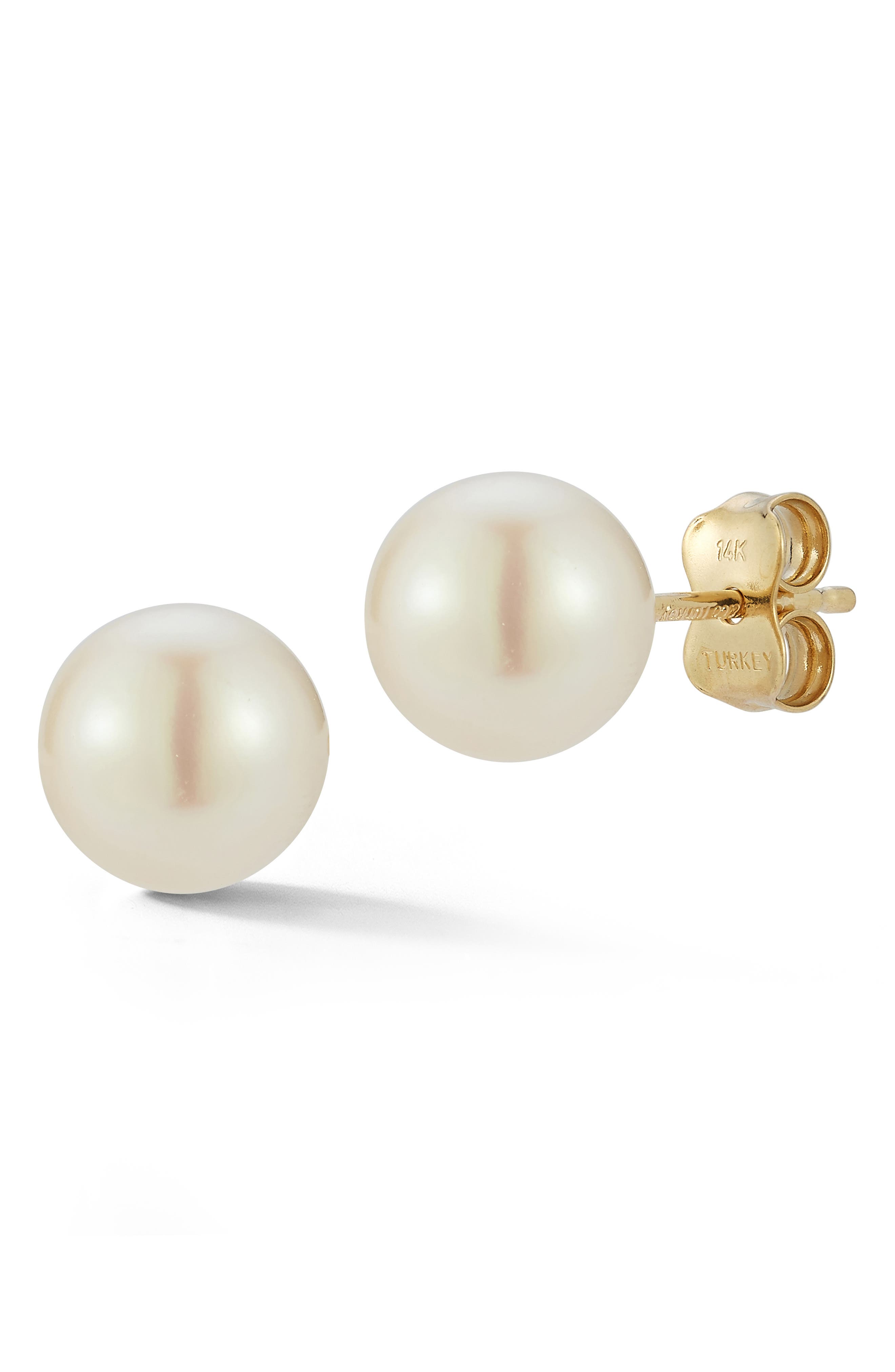 Ember Fine Jewelry 14K Gold Freshwater Pearl Stud Earrings