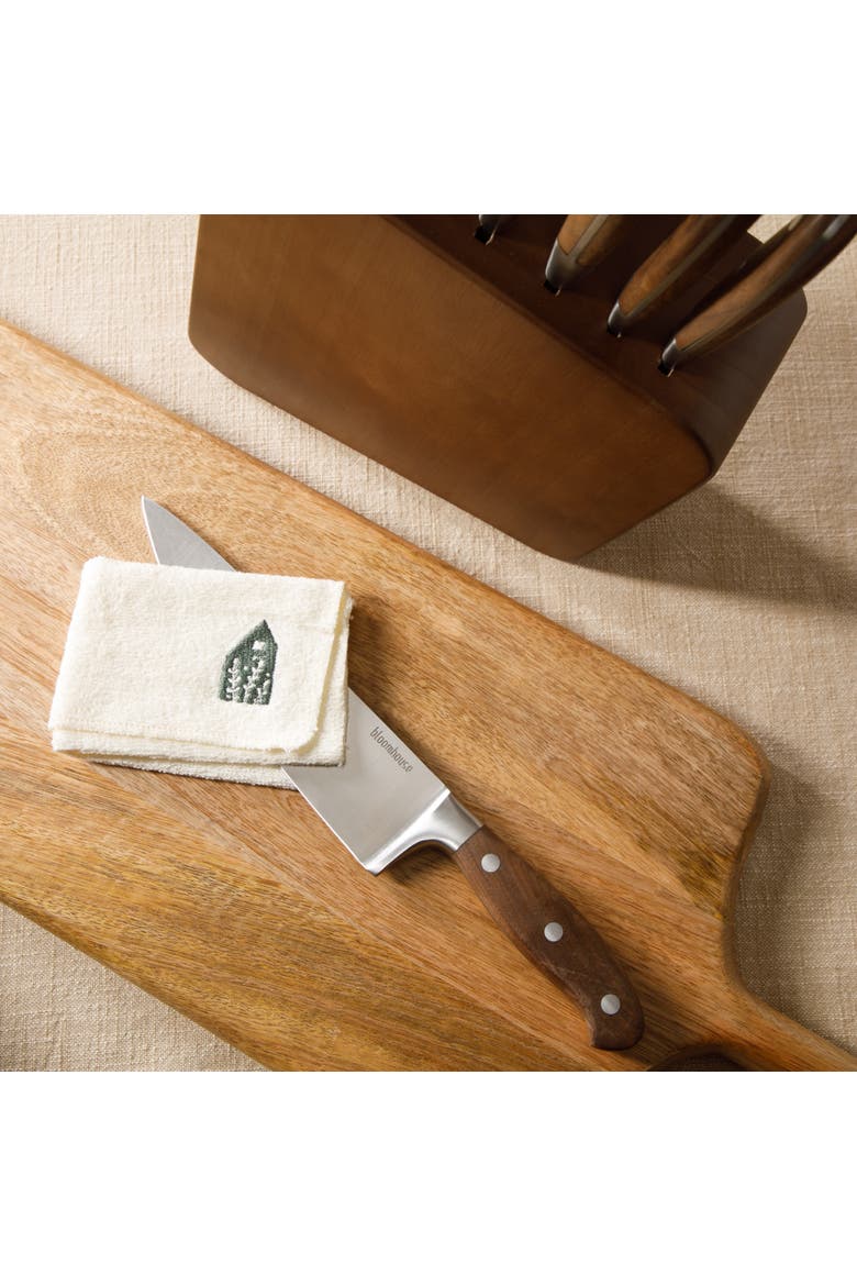Italian Walnut Forged German Steel Knife Block Set, Alternate, color, Natural Wood