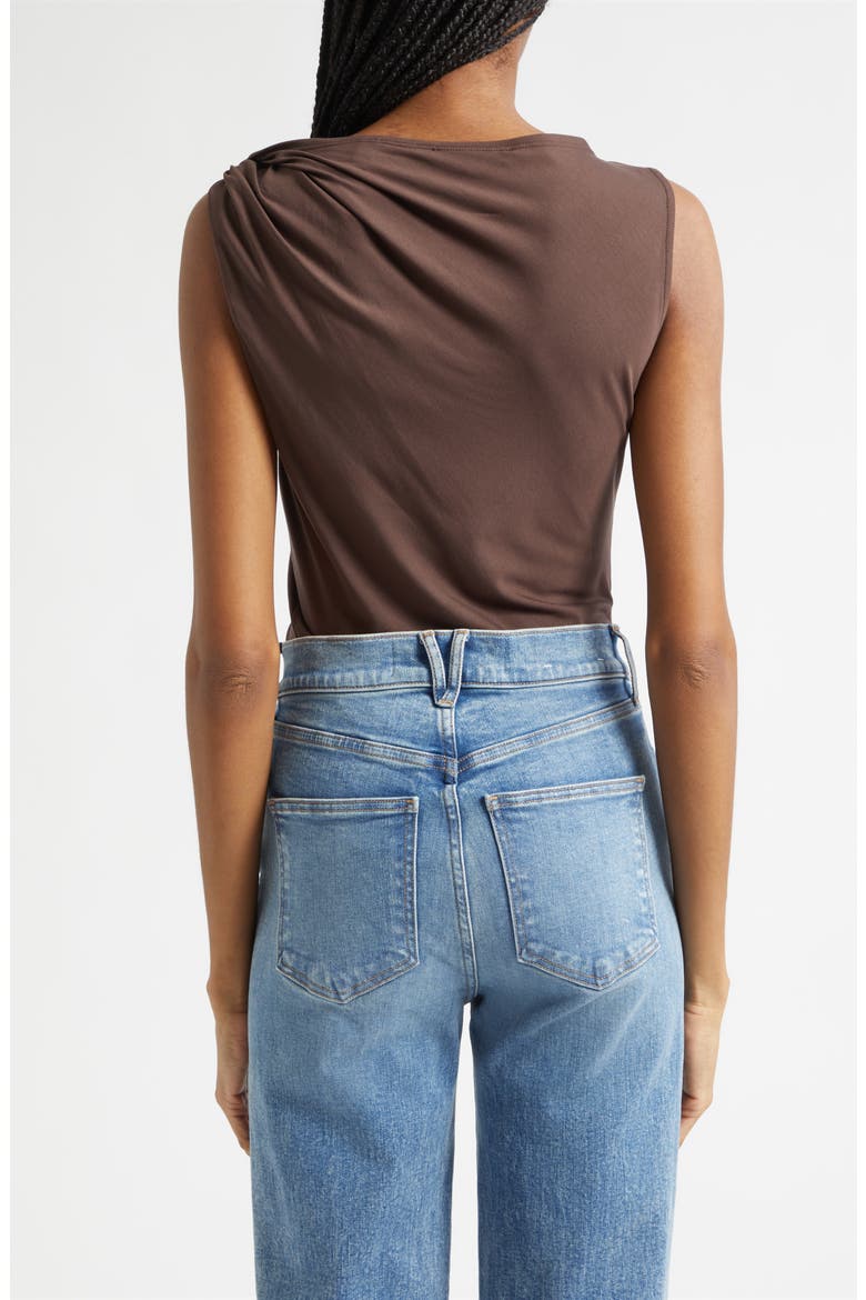 Otessa Twist Shoulder Ruched Top, Alternate, color, DARK MOCHA