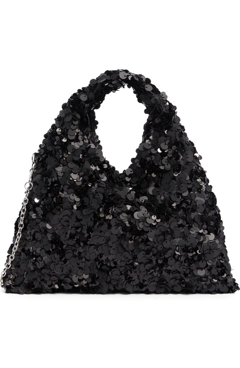 Jessica McClintock Fern Sequin Clutch, Main, color, Black