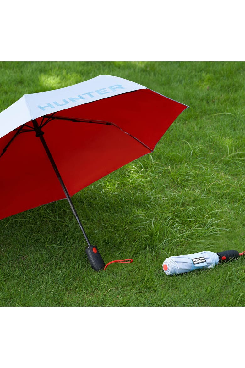 Double Sided Compact Umbrella, Alternate, color, Nantucket Breeze/Red