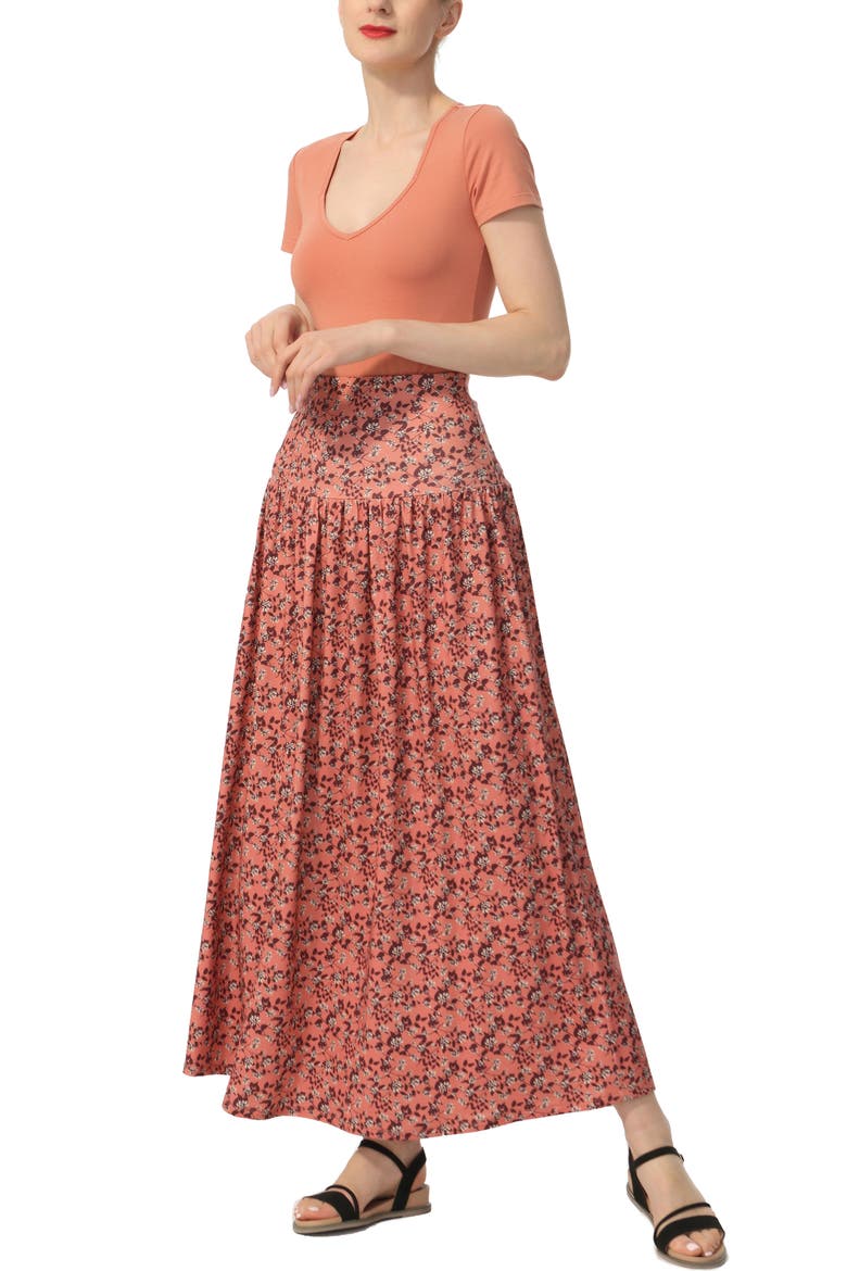 Women's Tiered Maxi Skirt, Alternate, color, Dusty Coral