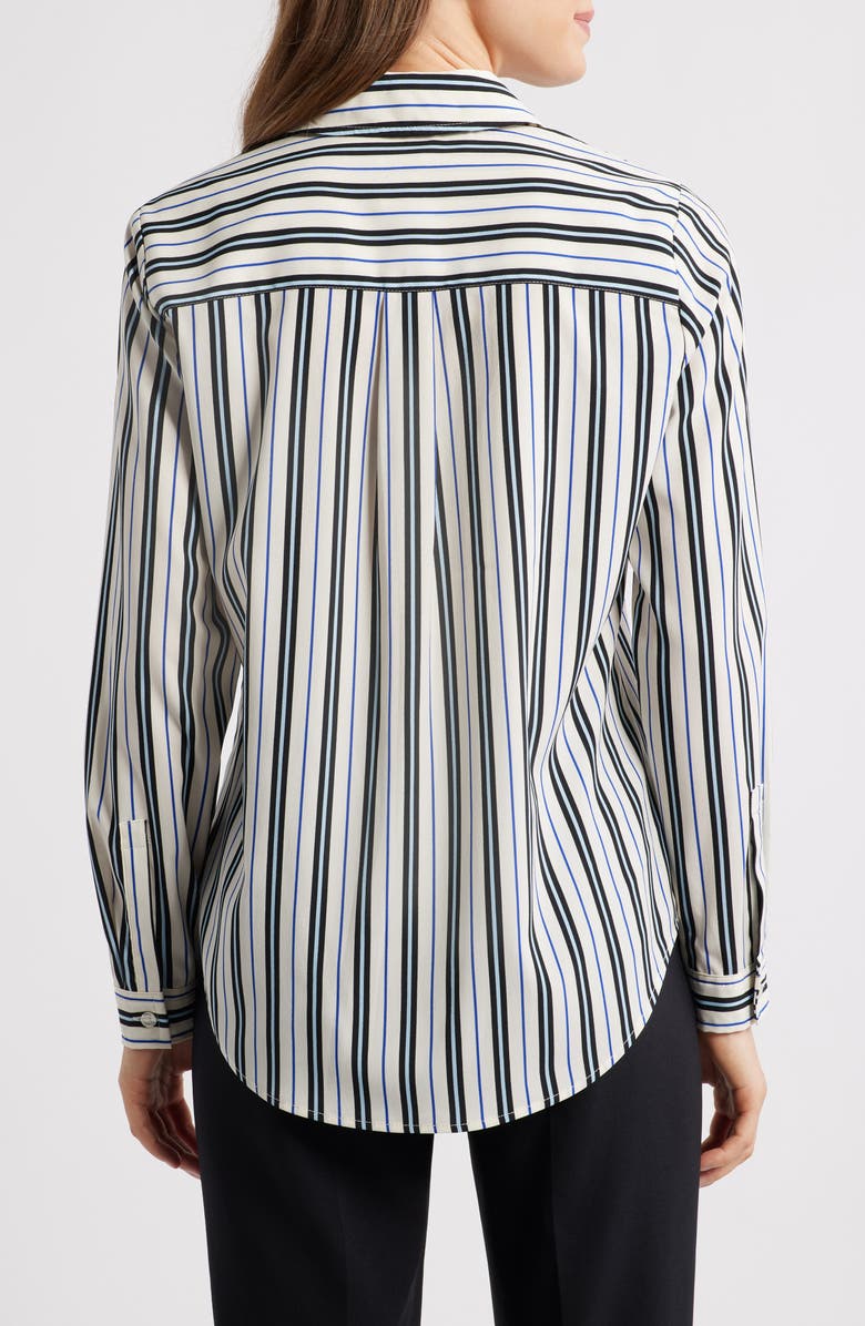 AK ANNE KLEIN Stripe Slim Fit Button-Up Shirt, Alternate, color, White Dove Multi