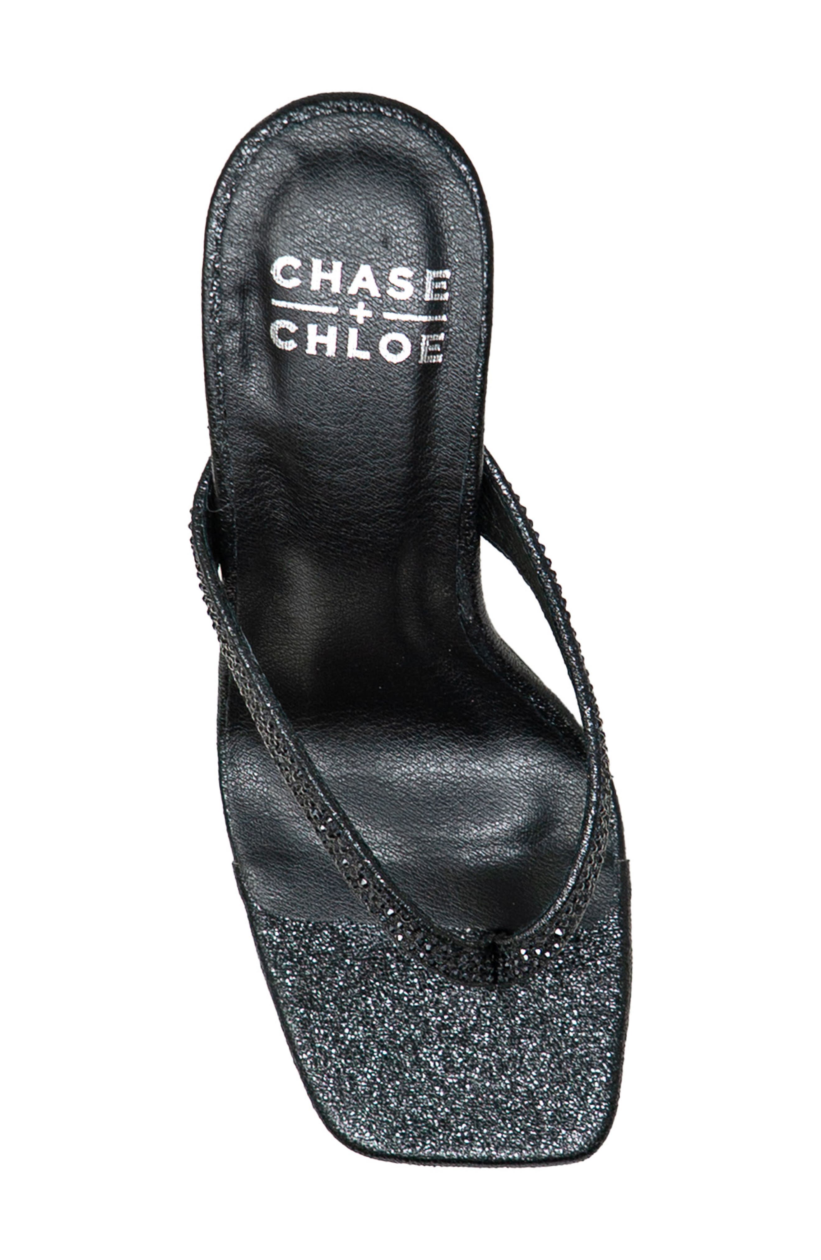 CHASE AND CHLOE Vixxy Embellished Toe Post Sandal, Alternate, color, Black