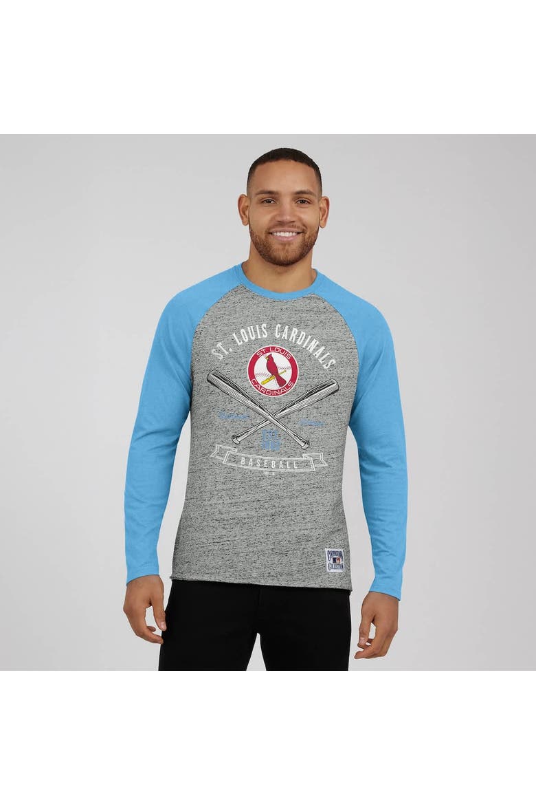 Men's Darius Rucker Collection by Fanatics  Heather Gray St. Louis Cardinals Raw Edge Raglan Long Sleeve Baseball T-Shirt, Alternate, color, Heather Gray