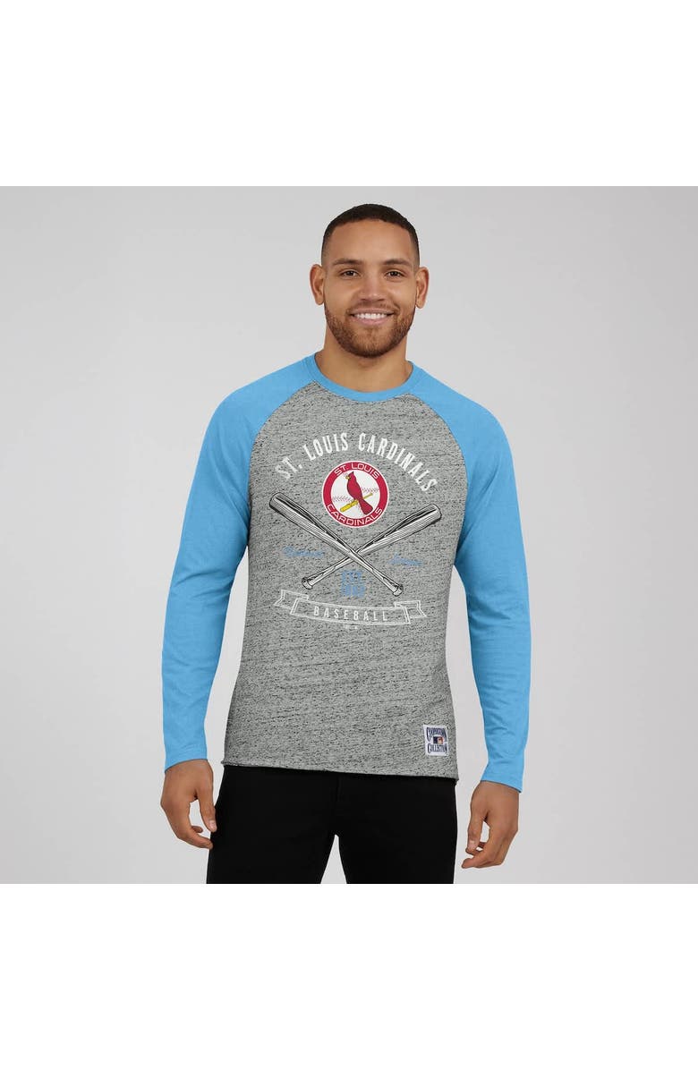 Darius Rucker Collection by Fanatics Men's Darius Rucker Collection by Fanatics Heather Gray St. Louis Cardinals Raw Edge Raglan Long Sleeve Baseball T-Shirt, Alternate, color, Heather Gray