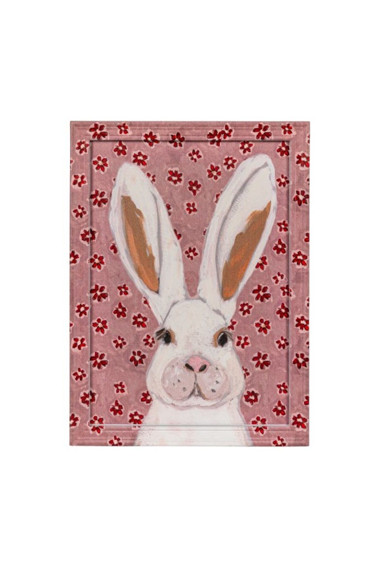 Wood Framed Glass Wall Décor with Rabbit Image, Alternate, color, Pink