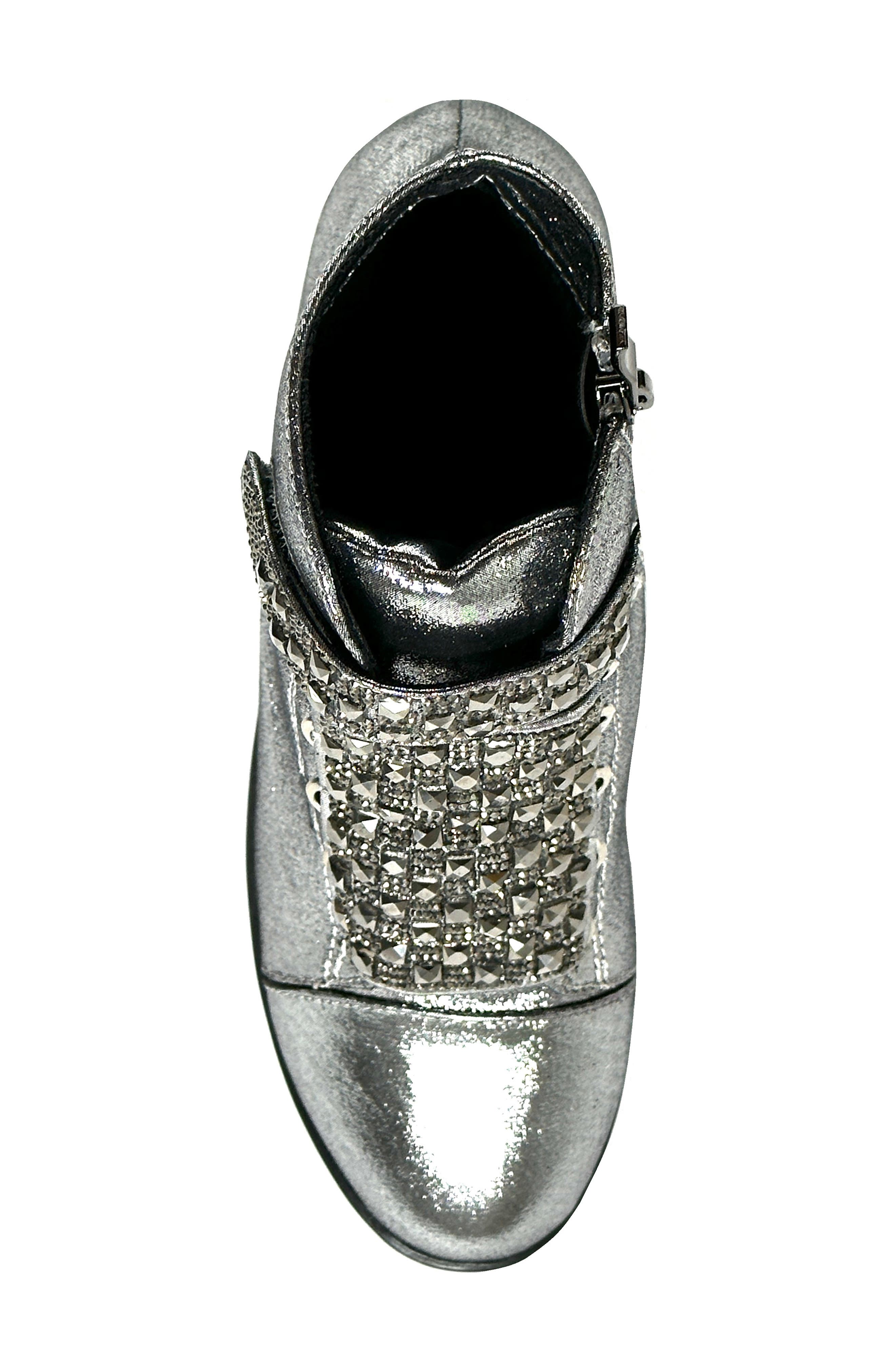 Rock Embellished Metallic Wedge Sneaker, Alternate, color, PEWTER