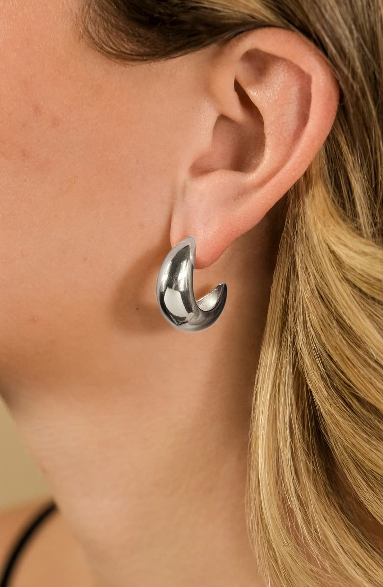 Sterling Forever Julia Micro Huggie Hoop Earrings, Alternate, color, Silver