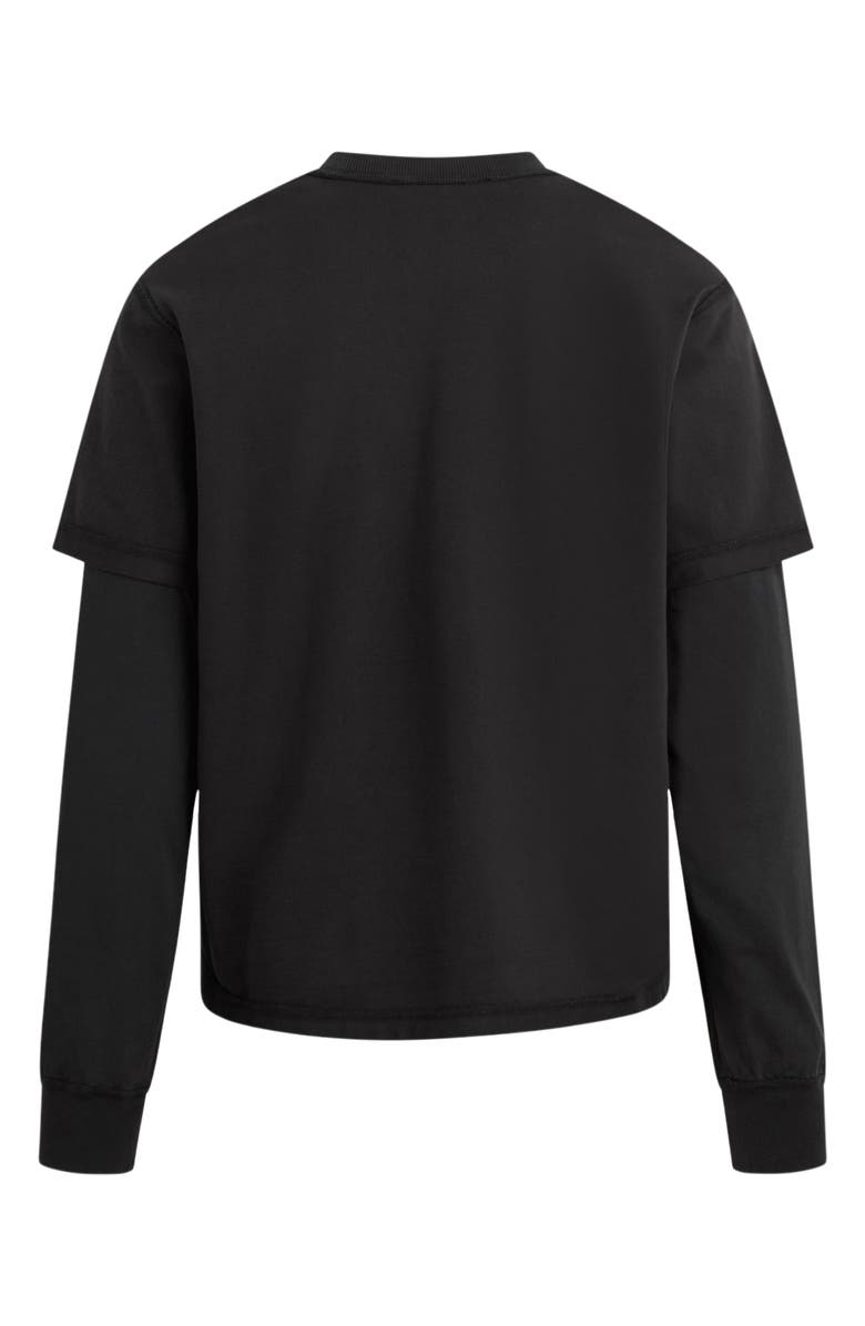 Hudson Jeans Hybrid Layered Long Sleeve Cotton T-Shirt, Alternate, color, Forest Black