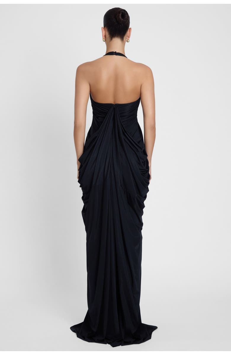 LEAU Cascade Drape Gown, Alternate, color, Black