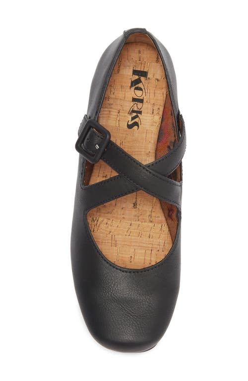 Korks Paige Crossover Mary Jane Flat In Black