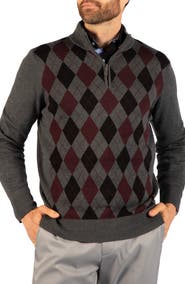 TailorByrd Argyle Quarter Zip Sweater