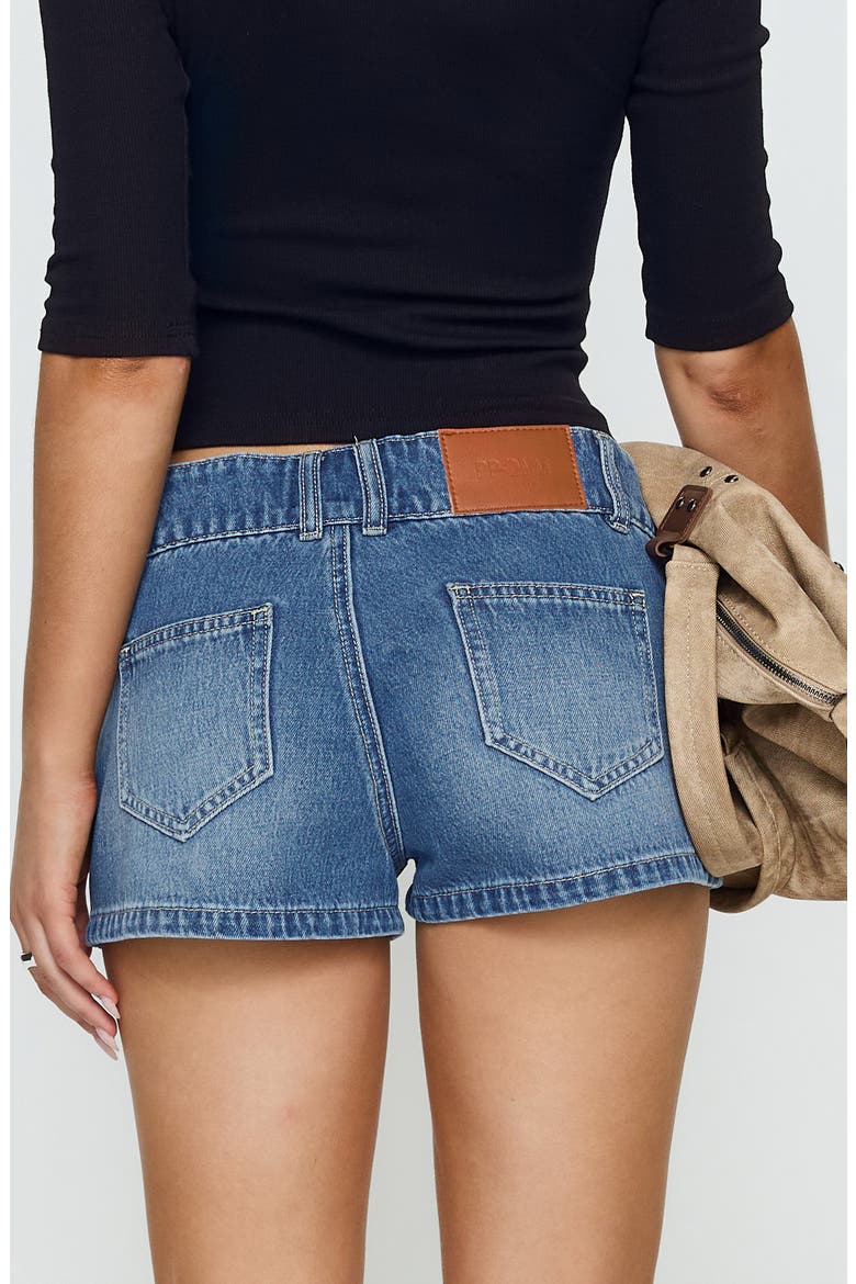 Cruiza Low Rise Denim Micro Shorts, Alternate, color, MID BLUE WASH