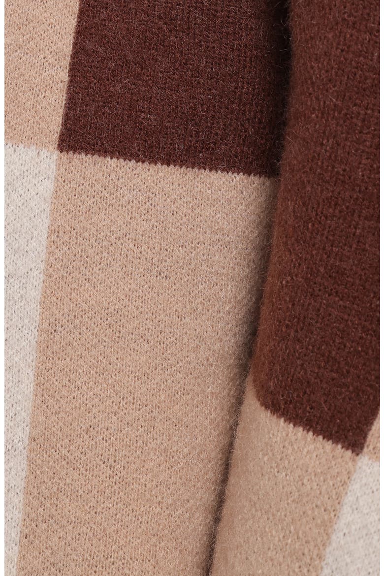 Ecoya Check Longline Cardigan, Alternate, color, BROWN PLAID