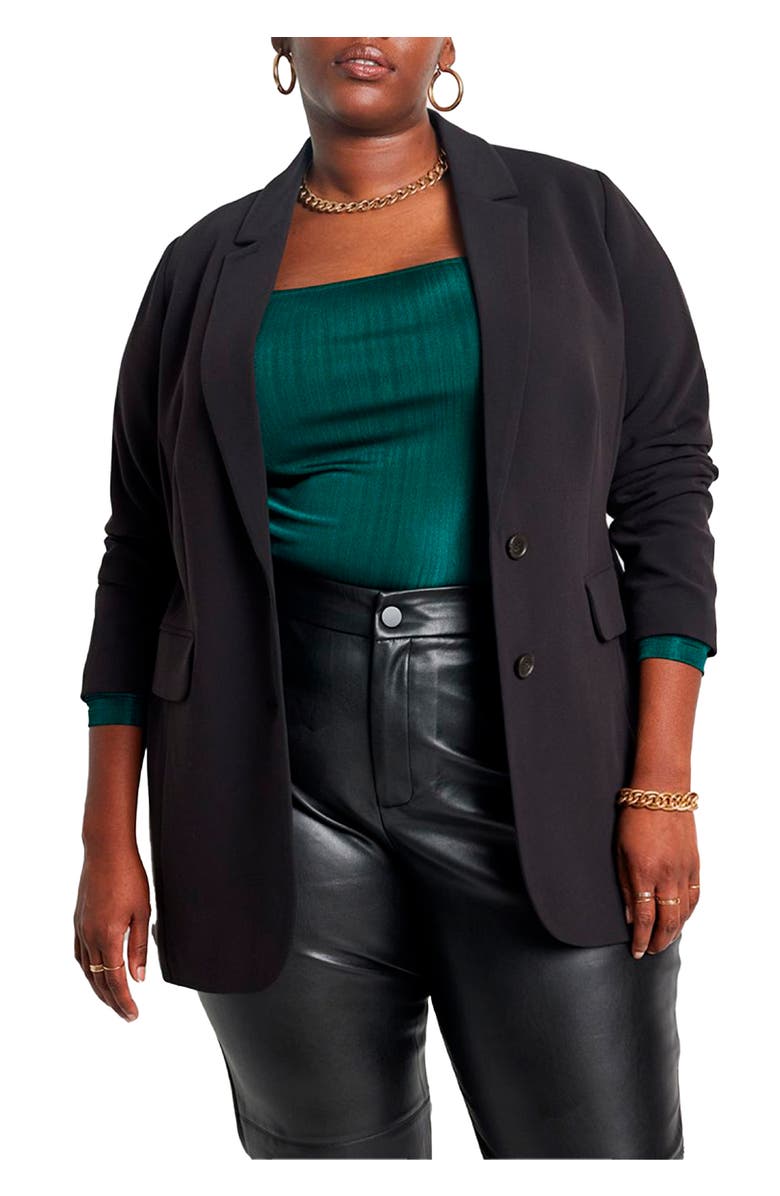 ELOQUII The 365 Semi Stretch Two Button Blazer, Main, color, Black