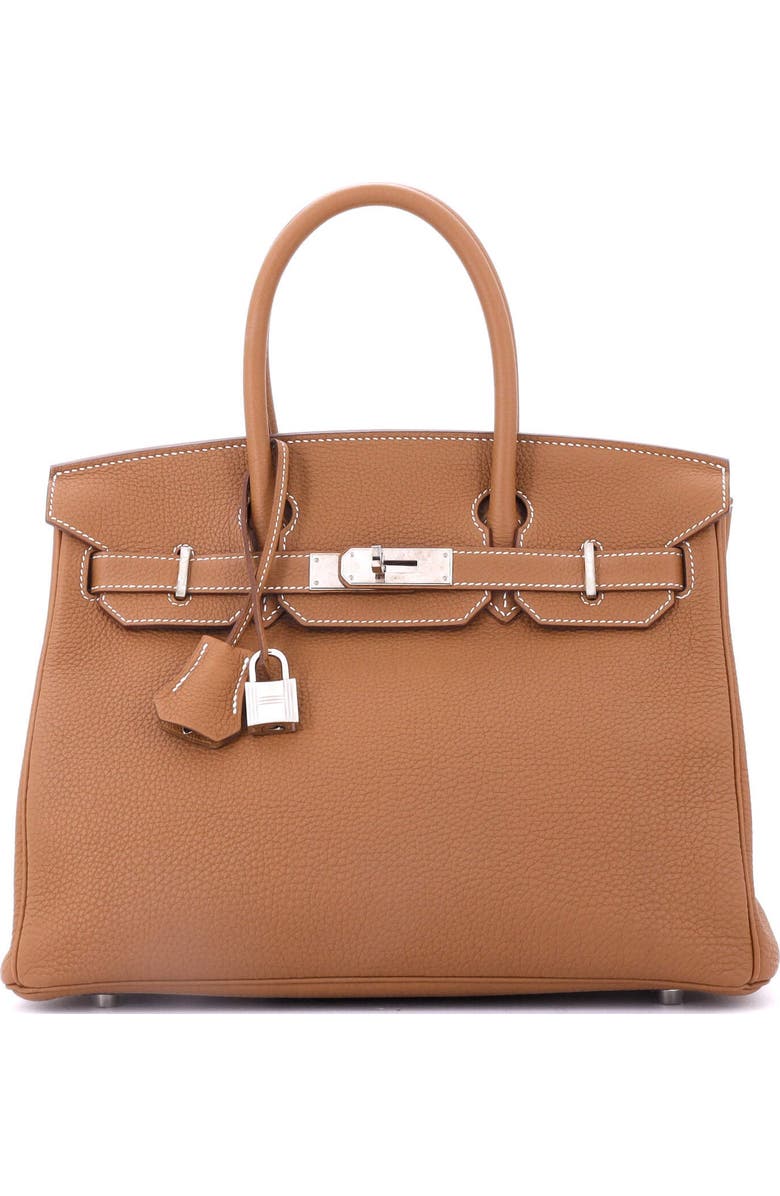 Pre-Owned Hermes Birkin Handbag Brown Togo with Palladium Hardware 30, Main, color,