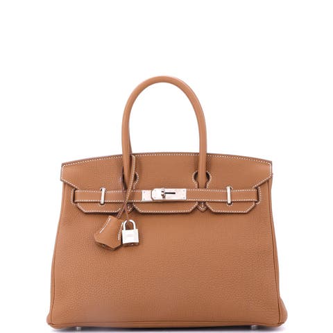 Birkin Handbag Brown Togo with Palladium Hardware 30
