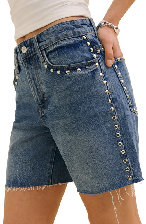 Reformation Raye Relaxed Cutoff Shorts In Chesepeake Studded
