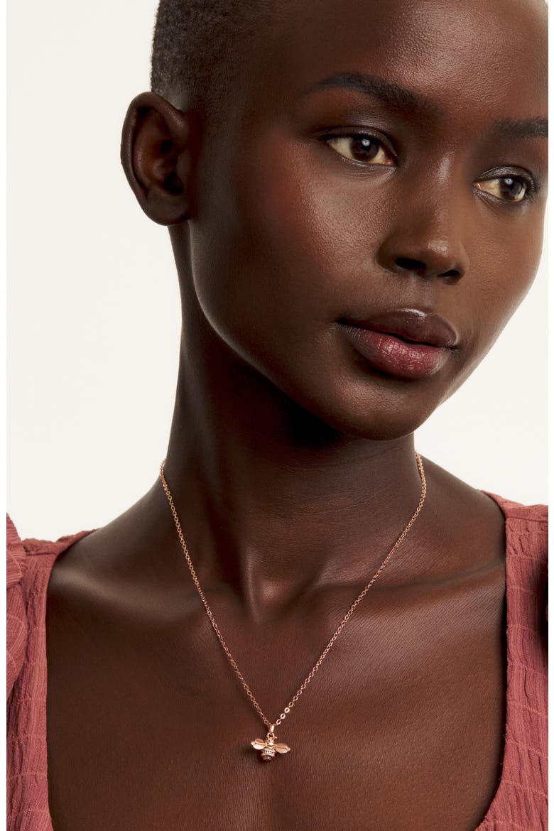 Bellema Bumblebee Pendant Necklace, Alternate, color, BRUSHED ROSE GOLD TONE