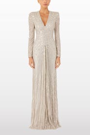 Jenny Packham Eve Sequin-Embellished V-neck Dress