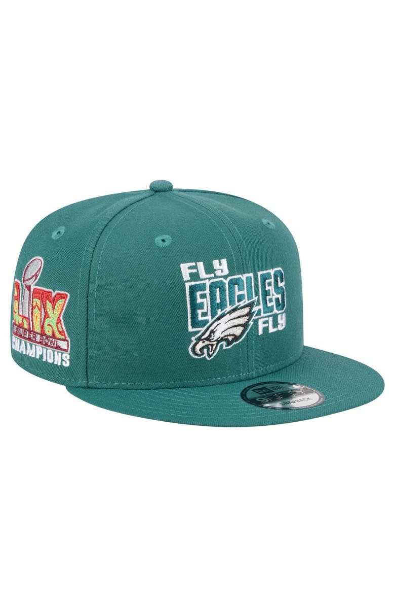 New Era Men's New Era Midnight Green Philadelphia Eagles Super Bowl LIX Champions Side Patch 9FIFTY Snapback Hat, Main, color, Green