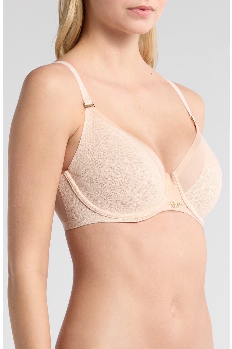 Pure Lace Unlined Underwire Minimizer Bra, Alternate, color, BLUSH