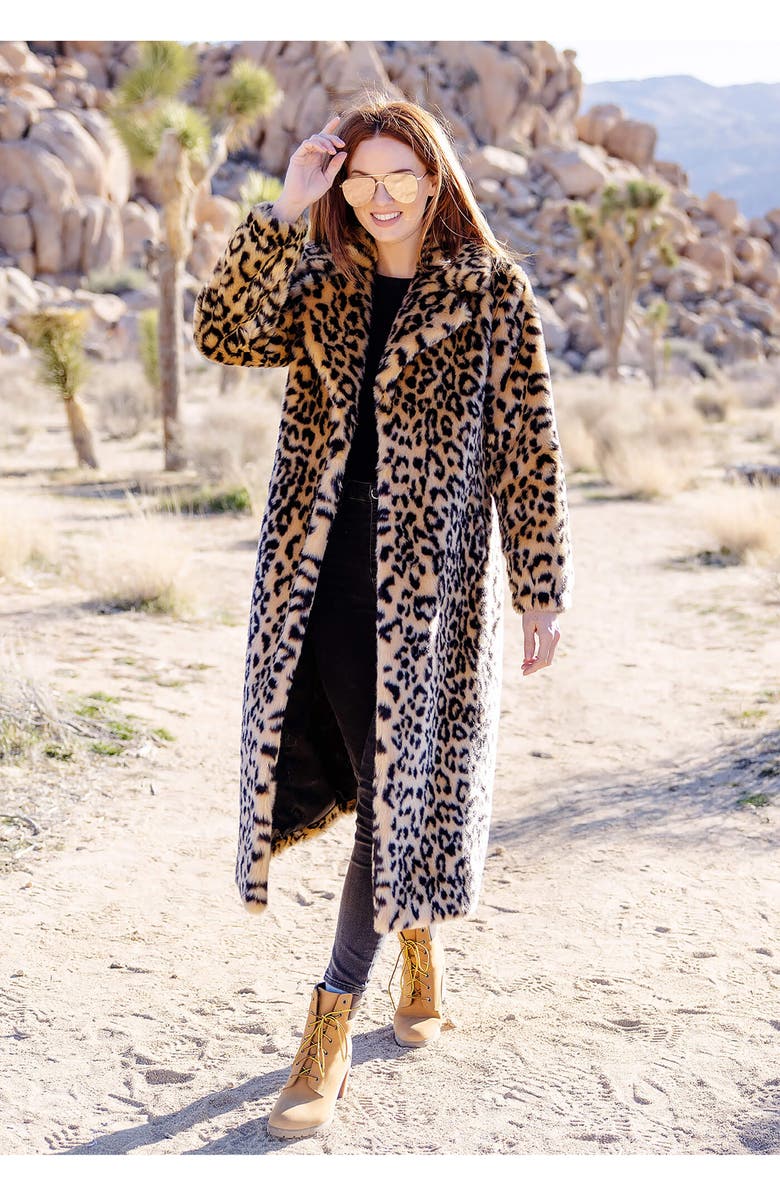 DONNA SALYERS FABULOUS FURS Roam Free Leopard Print Faux Fur Coat, Alternate, color,