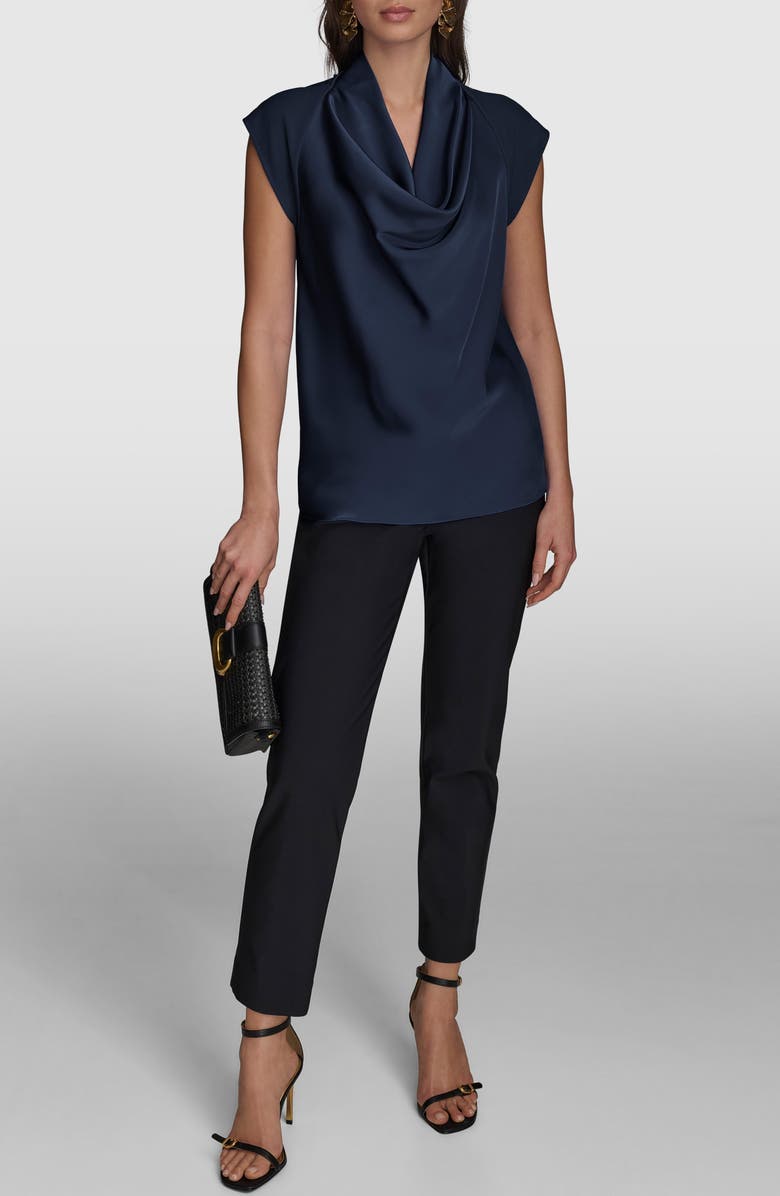 Donna Karan New York Cowl Neck Mixed Media Top, Alternate, color,