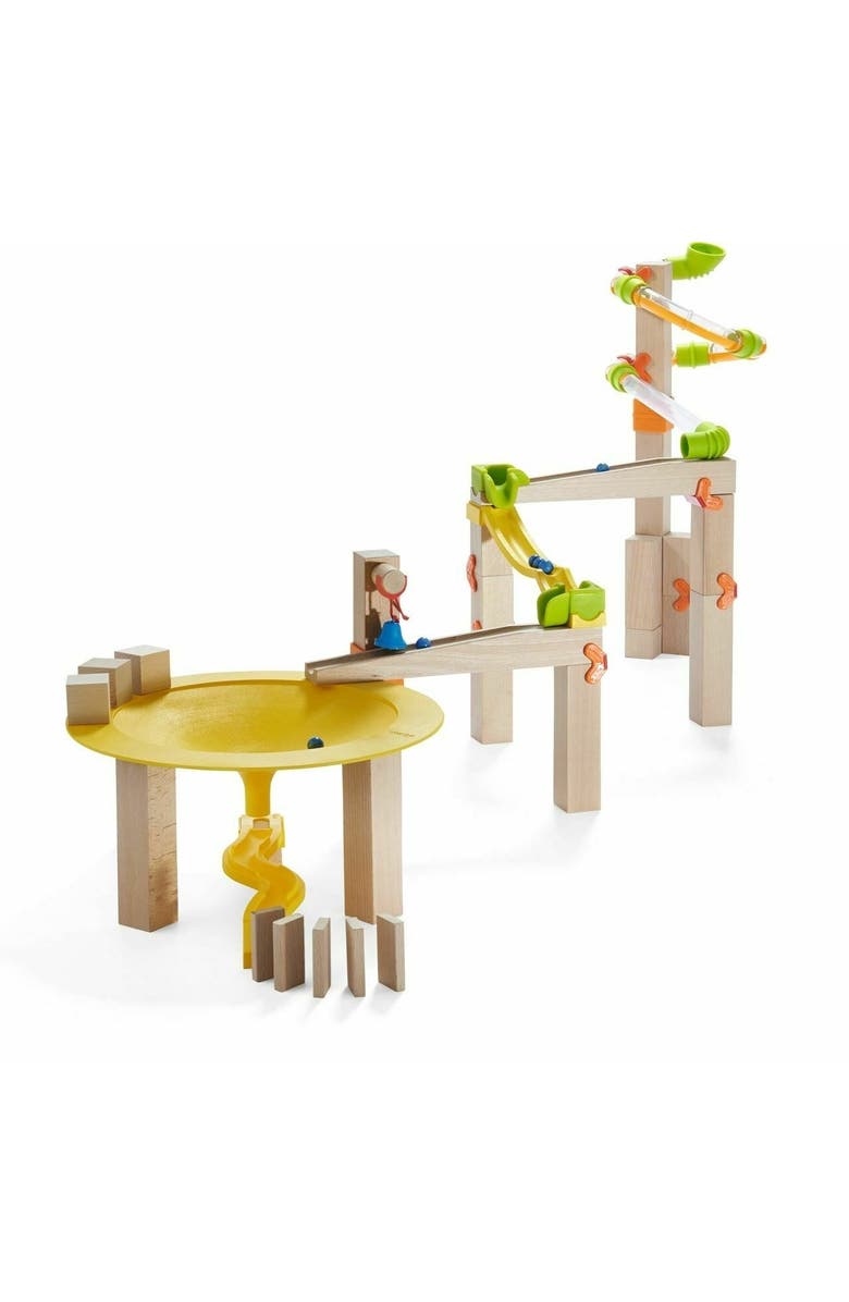 HABA Wooden Marble Run Ball Track Funnel Jungle Set, STEM Toy for 3-10 Year Olds, Wooden Marble Race Track with Adjustable Speed Tubes, Alternate, color, Multi