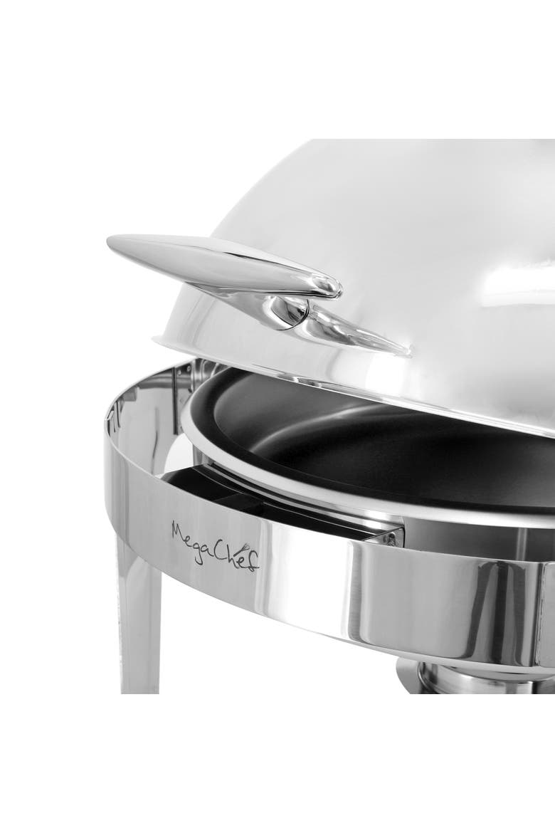 6.3 Quart Round Stainless Steel Dome Roll Top Professional Chafing Dish/Food Warmer/Buffet Server Serving Dish, Alternate, color, Silver