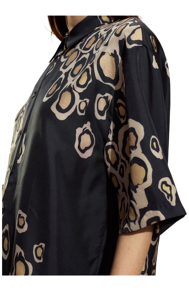 Cynthia Rowley Amalfi Camp Shirt, Alternate, color, Black Gold