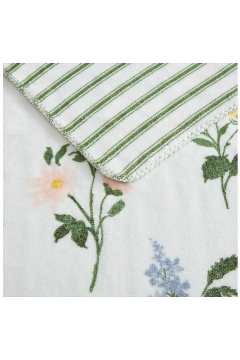 Josephine Reversible Floral Plush Throw, Alternate, color, WHITE/ PEARL PEACH/ GREEN