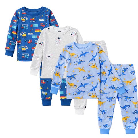 Boys 3 Pack Long Sleeve Pajamas (Toddler, Little Kid & Big Kid)