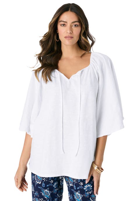 Notch Neck Textured Tee