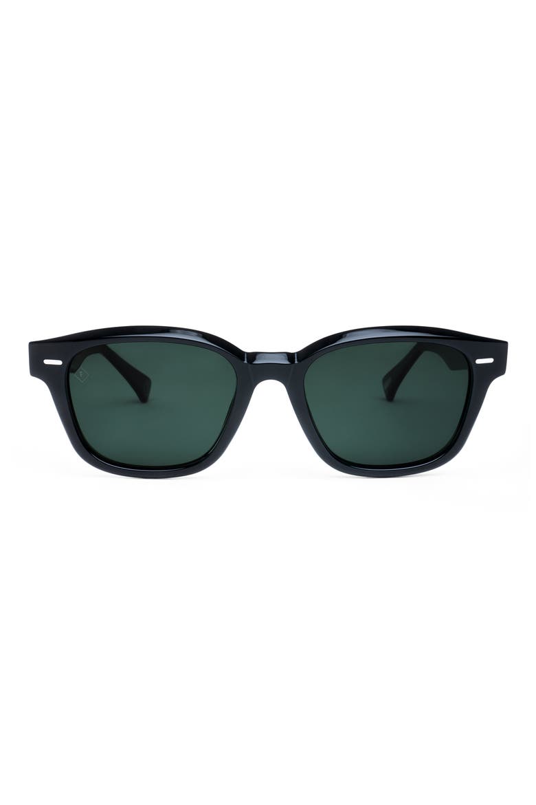 Carby 53mm Polarized Round Sunglasses, Main, color, RECYCLED BLACK/ GREEN POLAR