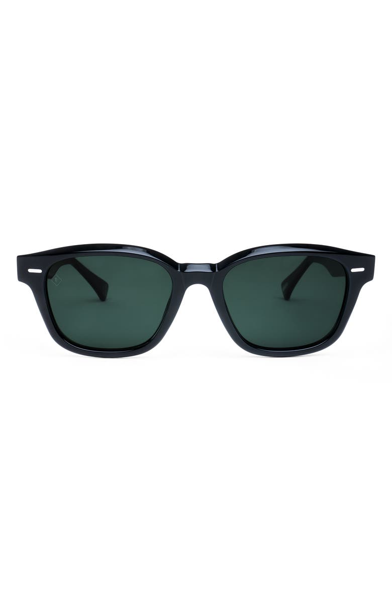 RAEN Carby 53mm Polarized Round Sunglasses, Main, color, Recycled Black/ Green Polar
