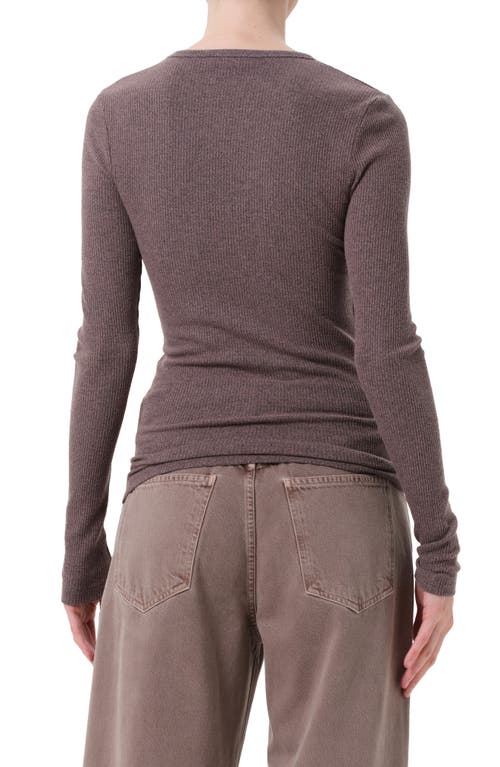 Agolde Delphi Slim Fit Ribbed T-shirt In Brown