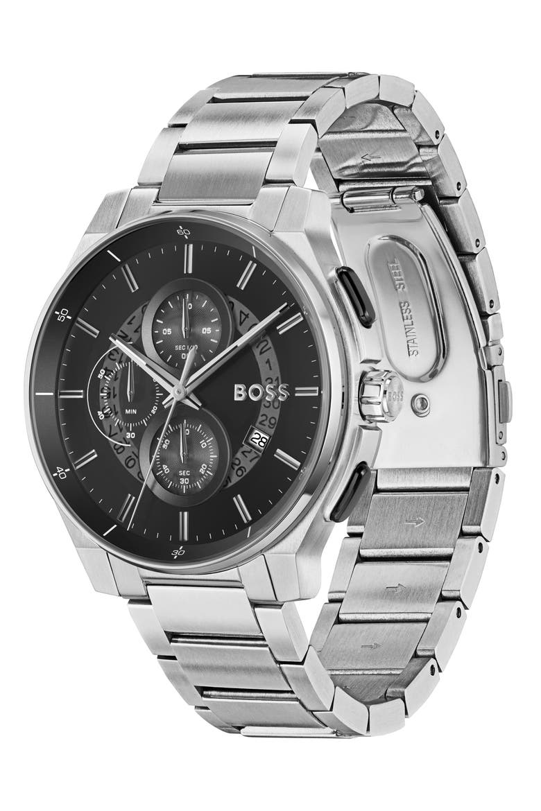Peak 2.0 Chronograph Bracelet Watch, 45mm, Alternate, color, SILVER/ BLACK