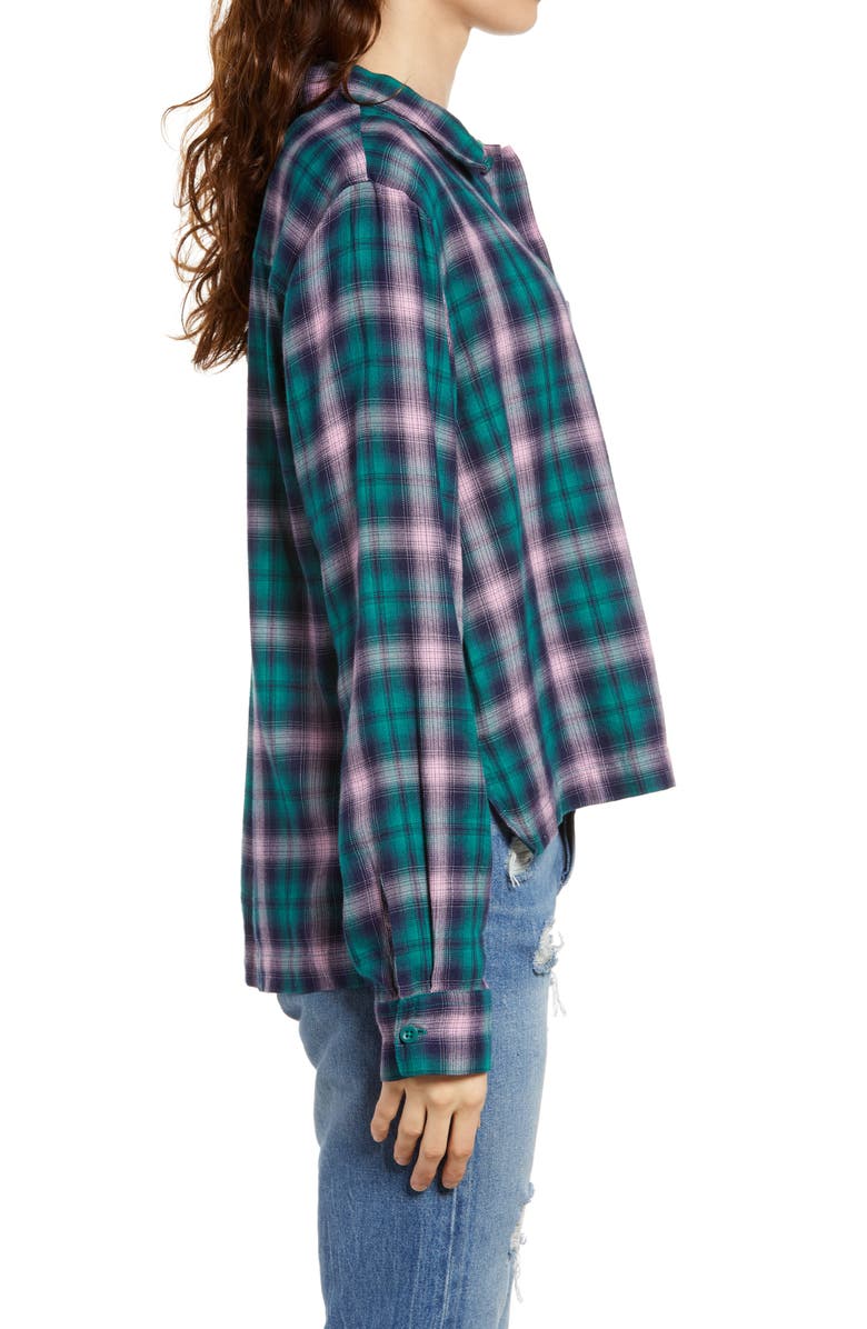 BP. Be Proud by BP. Gender Inclusive Plaid Flannel Button-Up Shirt, Alternate, color, 