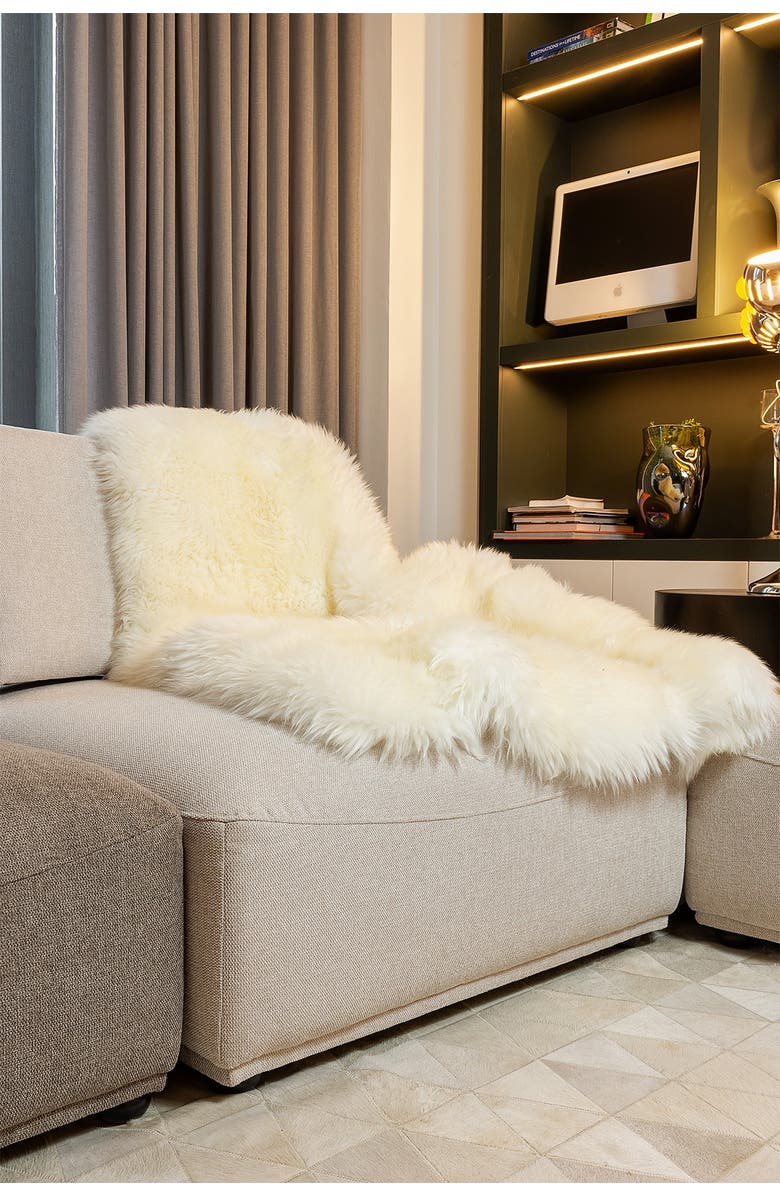 NATURAL New Zealand Rectangular Sheepskin Throw - 3ft X 5ft - Natural, Alternate, color, Natural